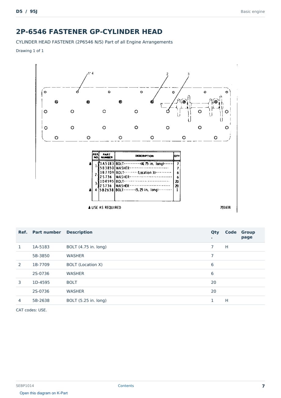 Caterpillar D5 S/N 95J Partsbook SEBP1014 (English) - sample page 7 of 10 Caterpillar D5 S/N 95J Partsbook SEBP1014 (English) - sample page 7 of 10