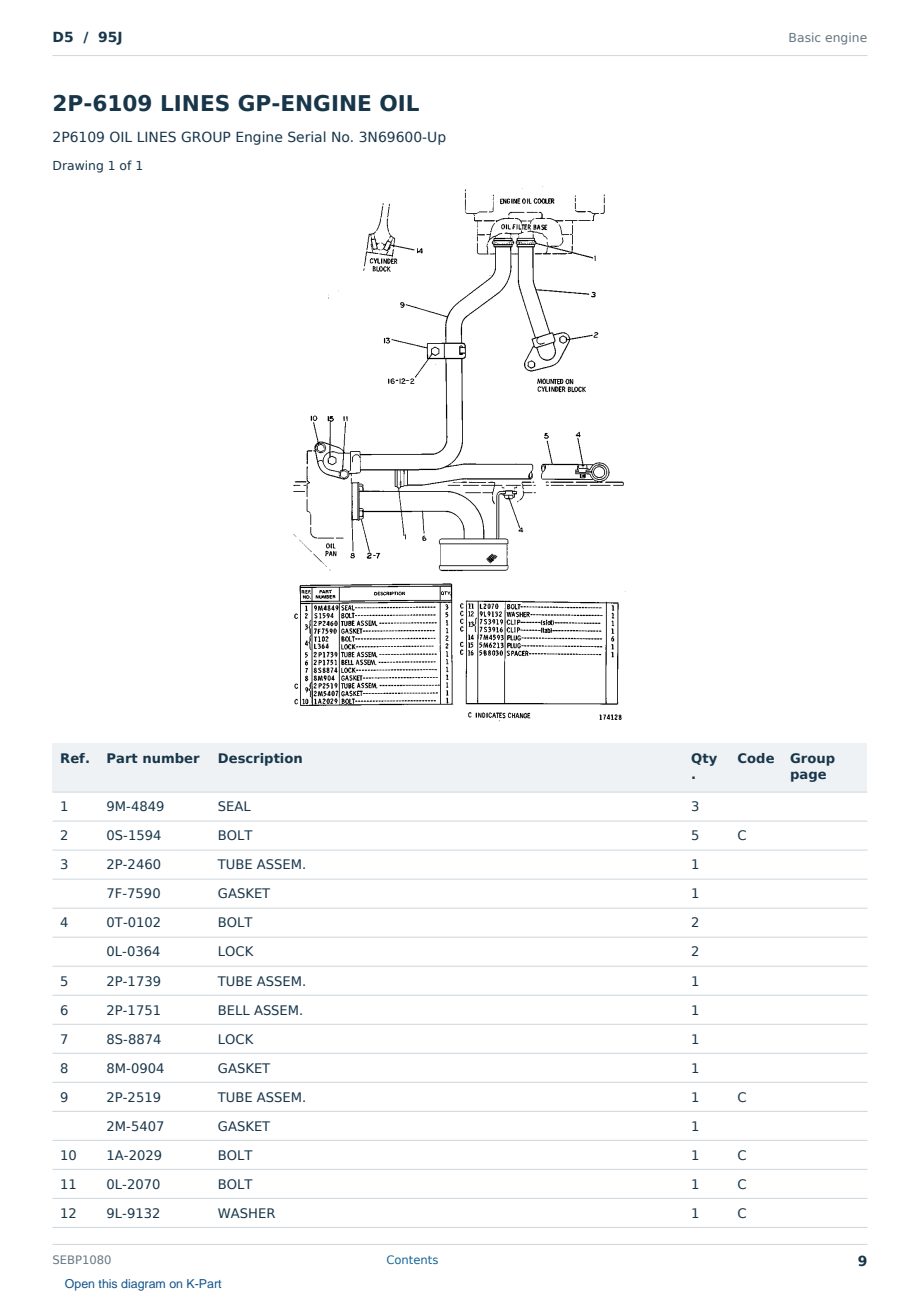 Caterpillar D5 S/N 95J Partsbook SEBP1080 (English) - sample page 9 of 10 Caterpillar D5 S/N 95J Partsbook SEBP1080 (English) - sample page 9 of 10