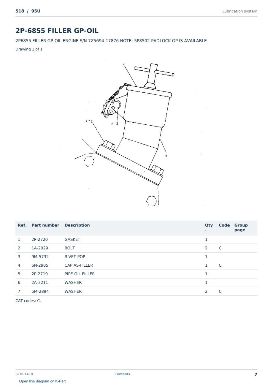 Caterpillar 518 S/N 95U Partsbook SEBP1418 (English) - sample page 7 of 10 Caterpillar 518 S/N 95U Partsbook SEBP1418 (English) - sample page 7 of 10