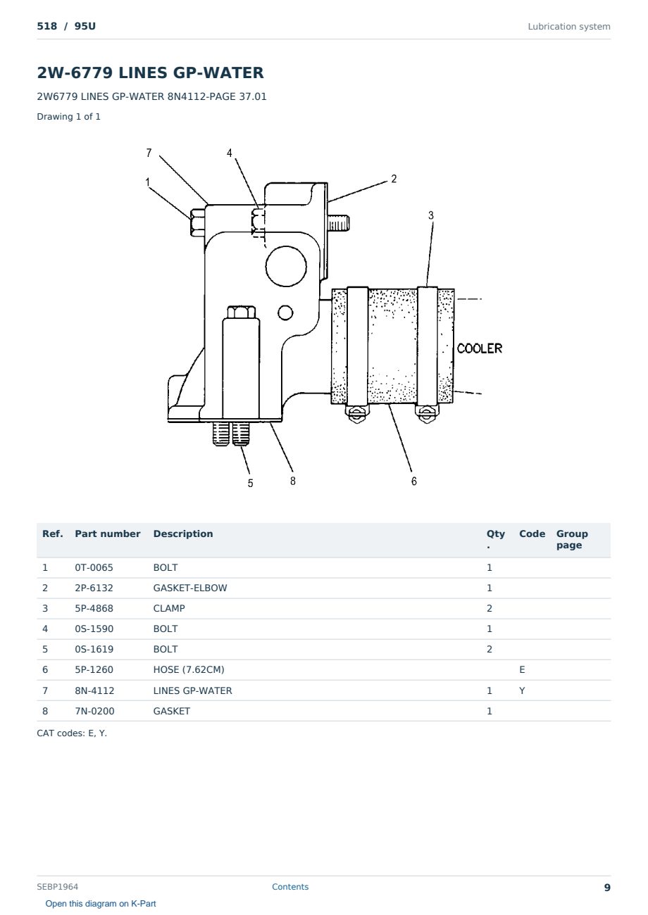 Caterpillar 518 S/N 95U Partsbook SEBP1964 (English) - sample page 9 of 10 Caterpillar 518 S/N 95U Partsbook SEBP1964 (English) - sample page 9 of 10