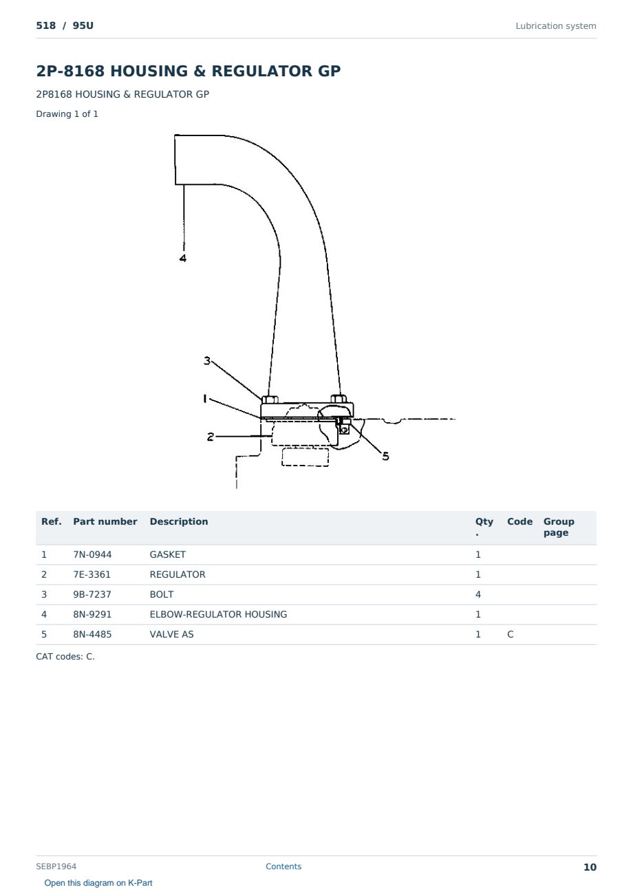 Caterpillar 518 S/N 95U Partsbook SEBP1964 (English) - sample page 10 of 10 Caterpillar 518 S/N 95U Partsbook SEBP1964 (English) - sample page 10 of 10
