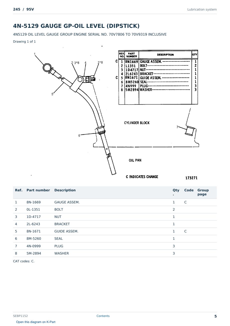 Caterpillar 245 S/N 95V Partsbook SEBP1152 (English) - sample page 5 of 10 Caterpillar 245 S/N 95V Partsbook SEBP1152 (English) - sample page 5 of 10