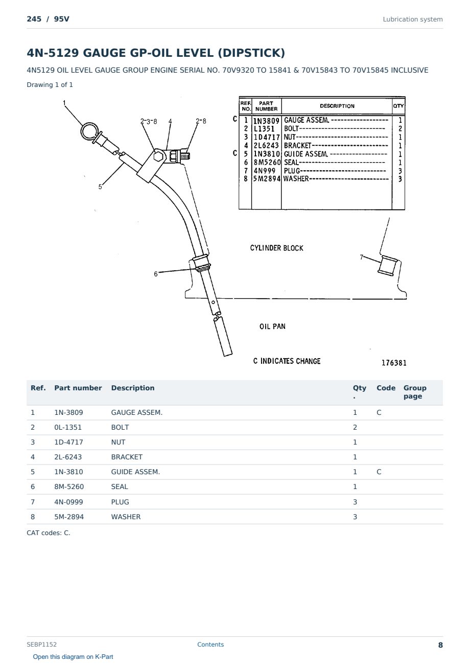 Caterpillar 245 S/N 95V Partsbook SEBP1152 (English) - sample page 8 of 10 Caterpillar 245 S/N 95V Partsbook SEBP1152 (English) - sample page 8 of 10