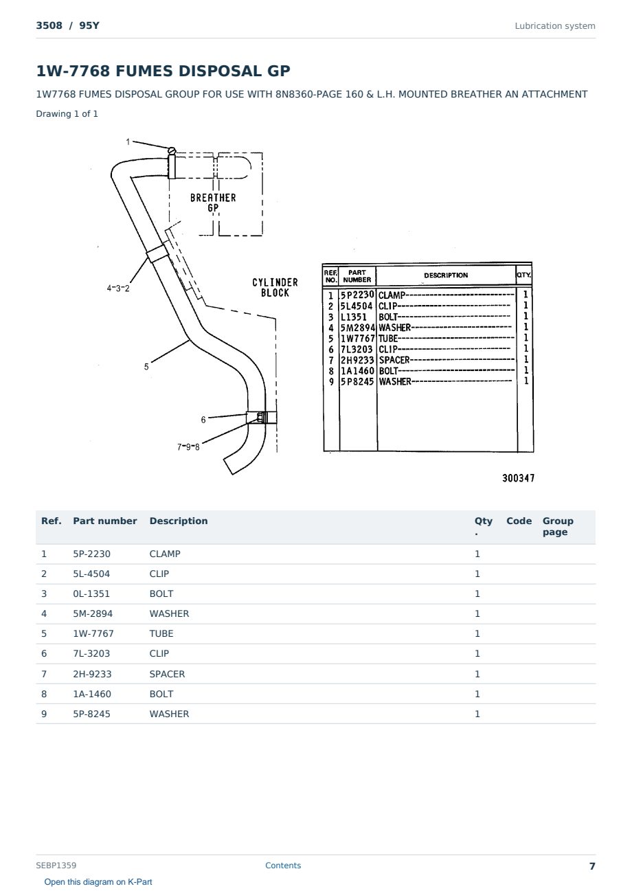 Caterpillar 3508 S/N 95Y Partsbook SEBP1359 (English) - sample page 7 of 10 Caterpillar 3508 S/N 95Y Partsbook SEBP1359 (English) - sample page 7 of 10