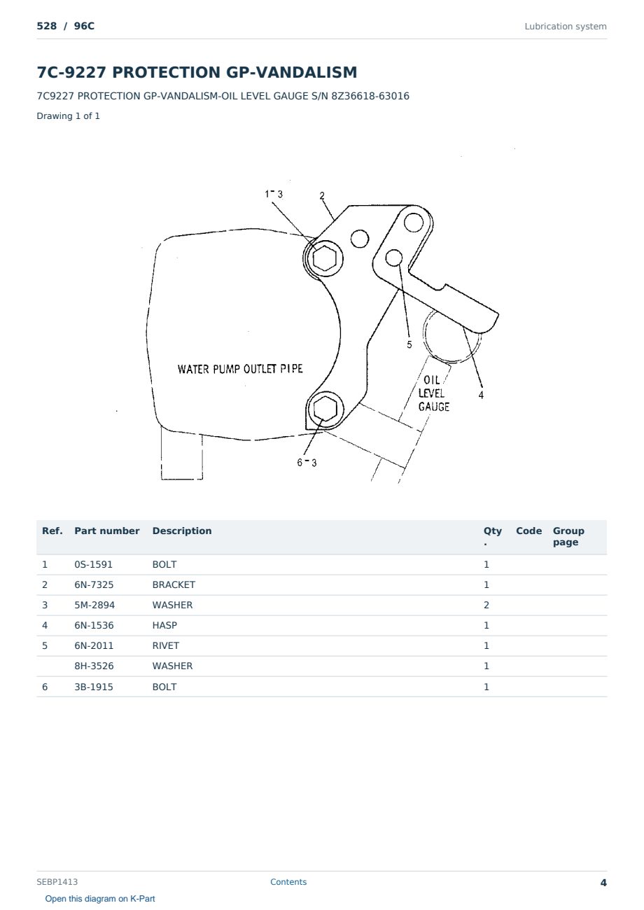 Caterpillar 528 S/N 96C Partsbook SEBP1413 (English) - sample page 4 of 10 Caterpillar 528 S/N 96C Partsbook SEBP1413 (English) - sample page 4 of 10
