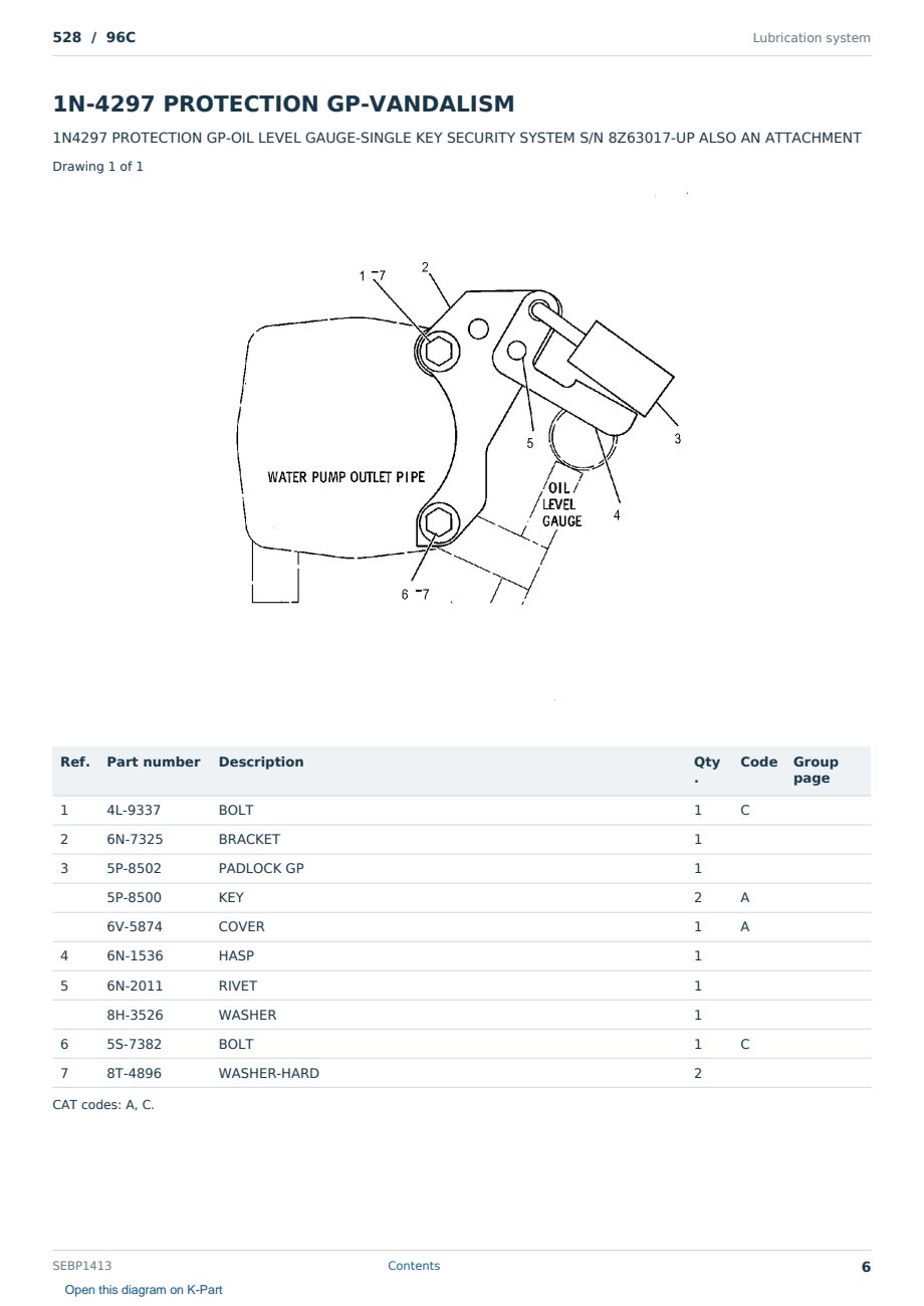 Caterpillar 528 S/N 96C Partsbook SEBP1413 (English) - sample page 6 of 10 Caterpillar 528 S/N 96C Partsbook SEBP1413 (English) - sample page 6 of 10