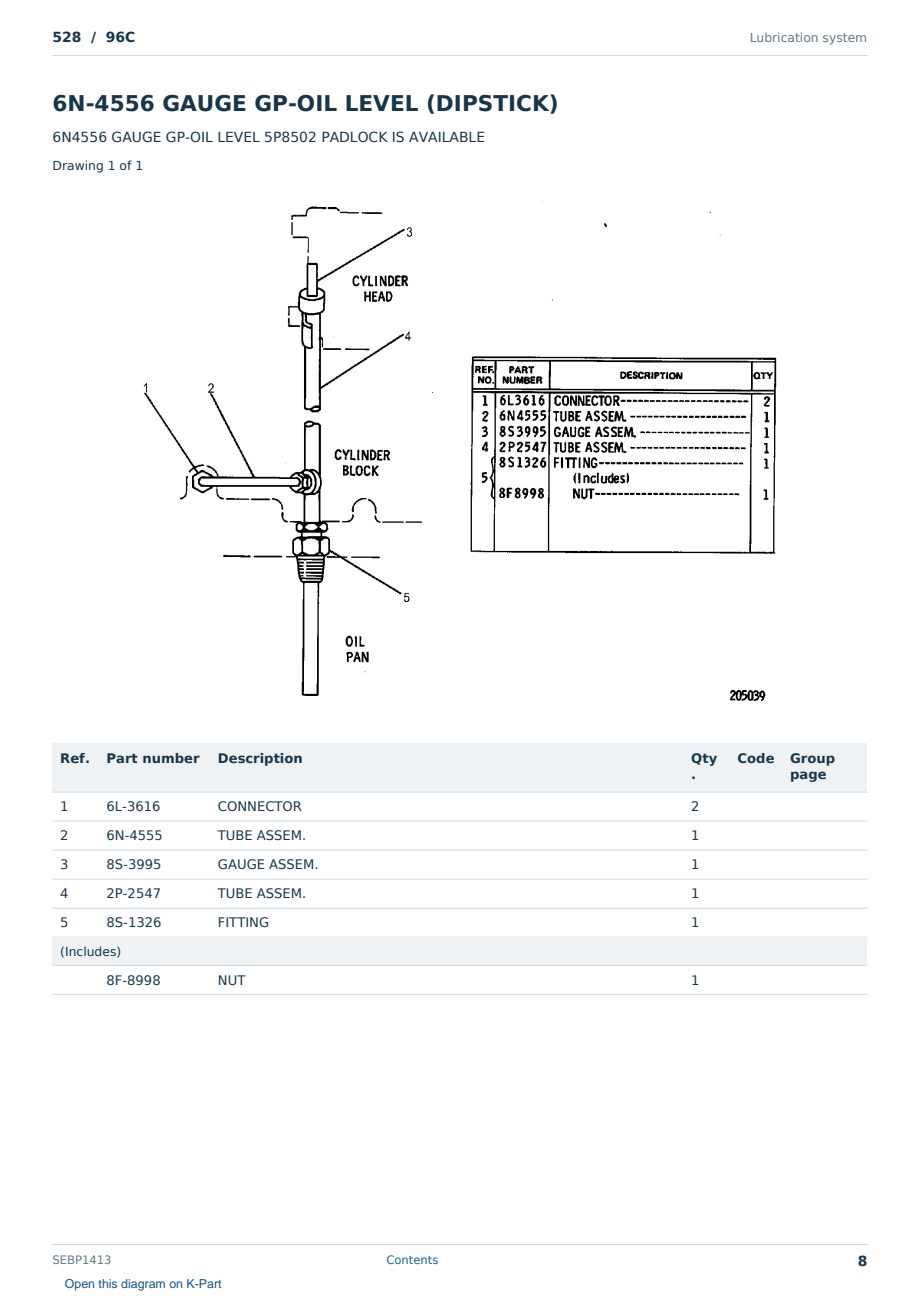 Caterpillar 528 S/N 96C Partsbook SEBP1413 (English) - sample page 8 of 10 Caterpillar 528 S/N 96C Partsbook SEBP1413 (English) - sample page 8 of 10