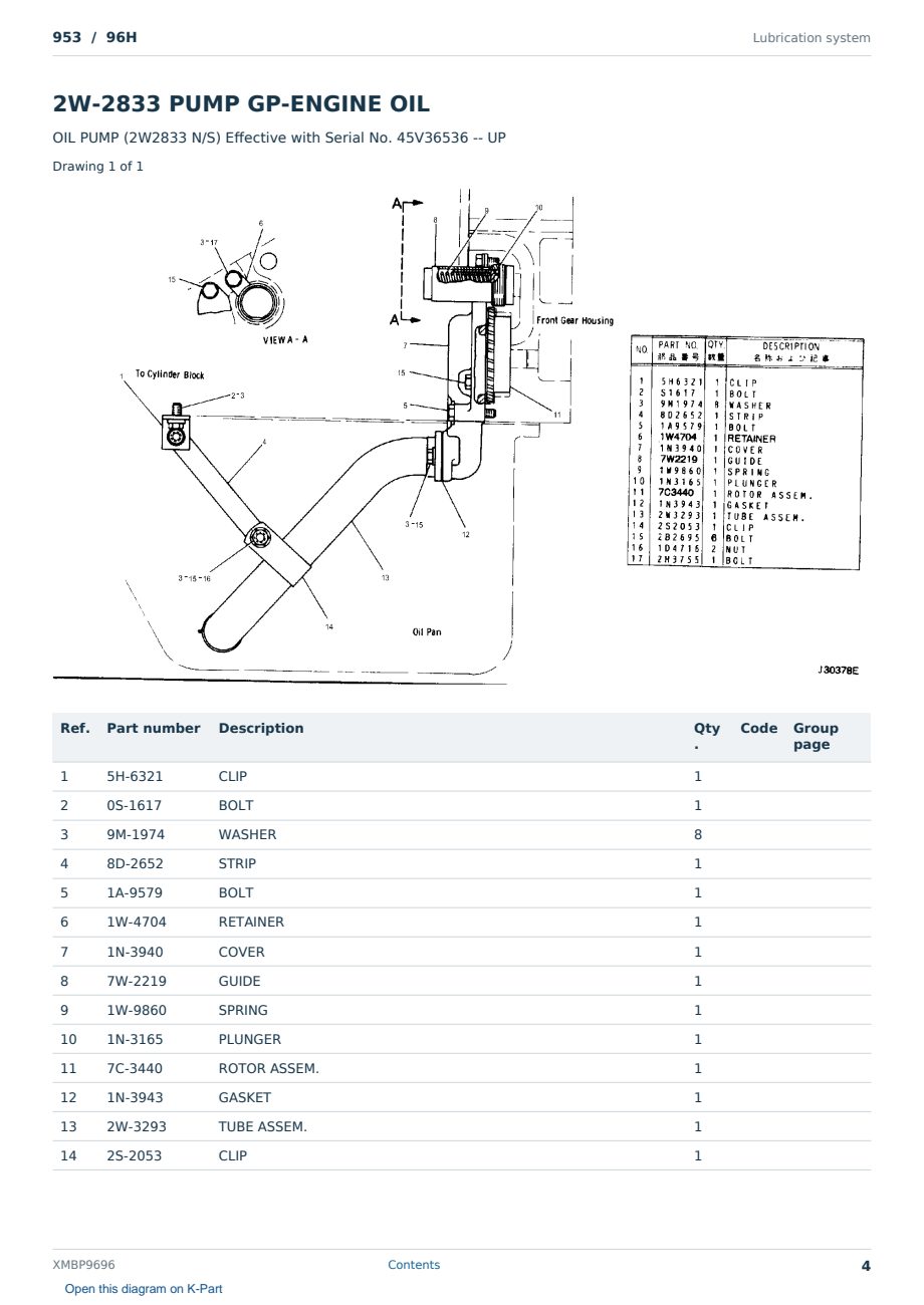 Caterpillar 953 S/N 96H Partsbook XMBP9696 (English) - sample page 4 of 10 Caterpillar 953 S/N 96H Partsbook XMBP9696 (English) - sample page 4 of 10