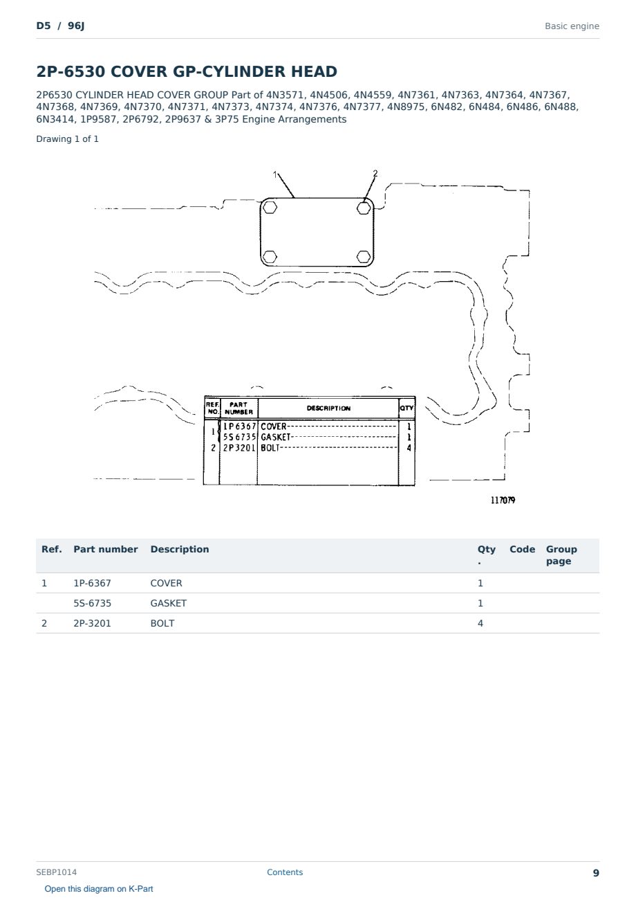 Caterpillar D5 S/N 96J Partsbook SEBP1014 (English) - sample page 9 of 10 Caterpillar D5 S/N 96J Partsbook SEBP1014 (English) - sample page 9 of 10
