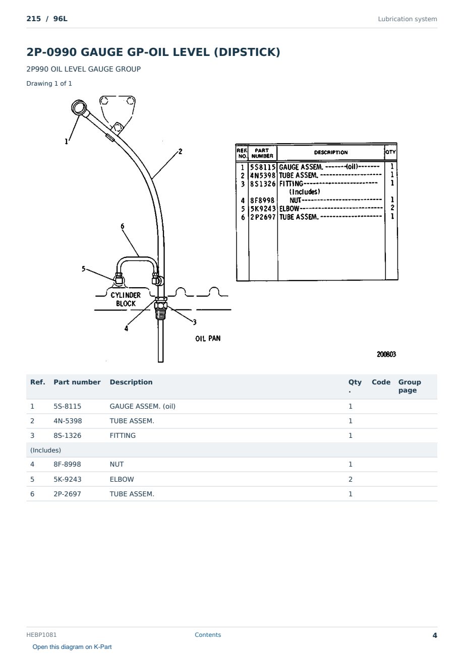 Caterpillar 215 S/N 96L Partsbook HEBP1081 (English) - sample page 4 of 10 Caterpillar 215 S/N 96L Partsbook HEBP1081 (English) - sample page 4 of 10