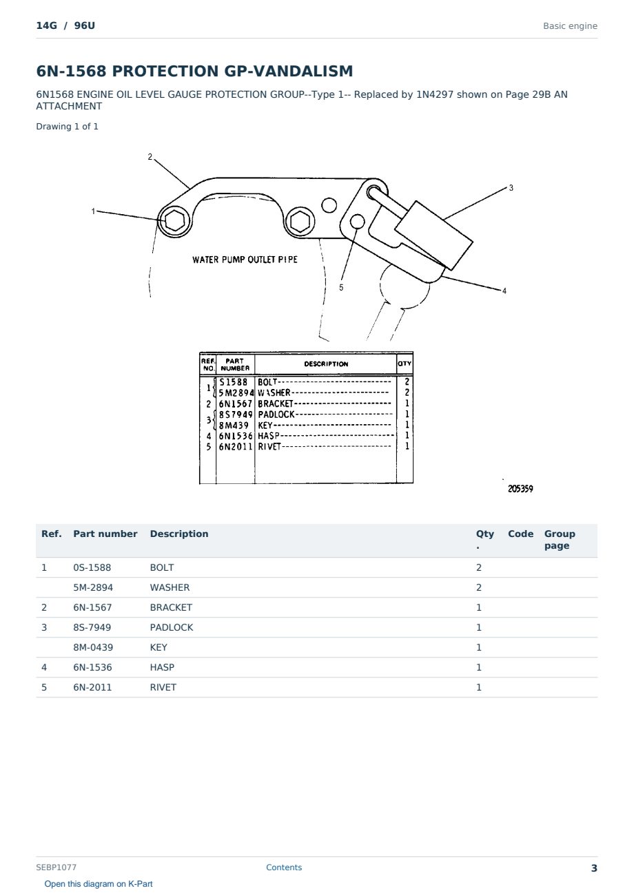 Caterpillar 14G S/N 96U Partsbook SEBP1077 (English) - sample page 3 of 10 Caterpillar 14G S/N 96U Partsbook SEBP1077 (English) - sample page 3 of 10