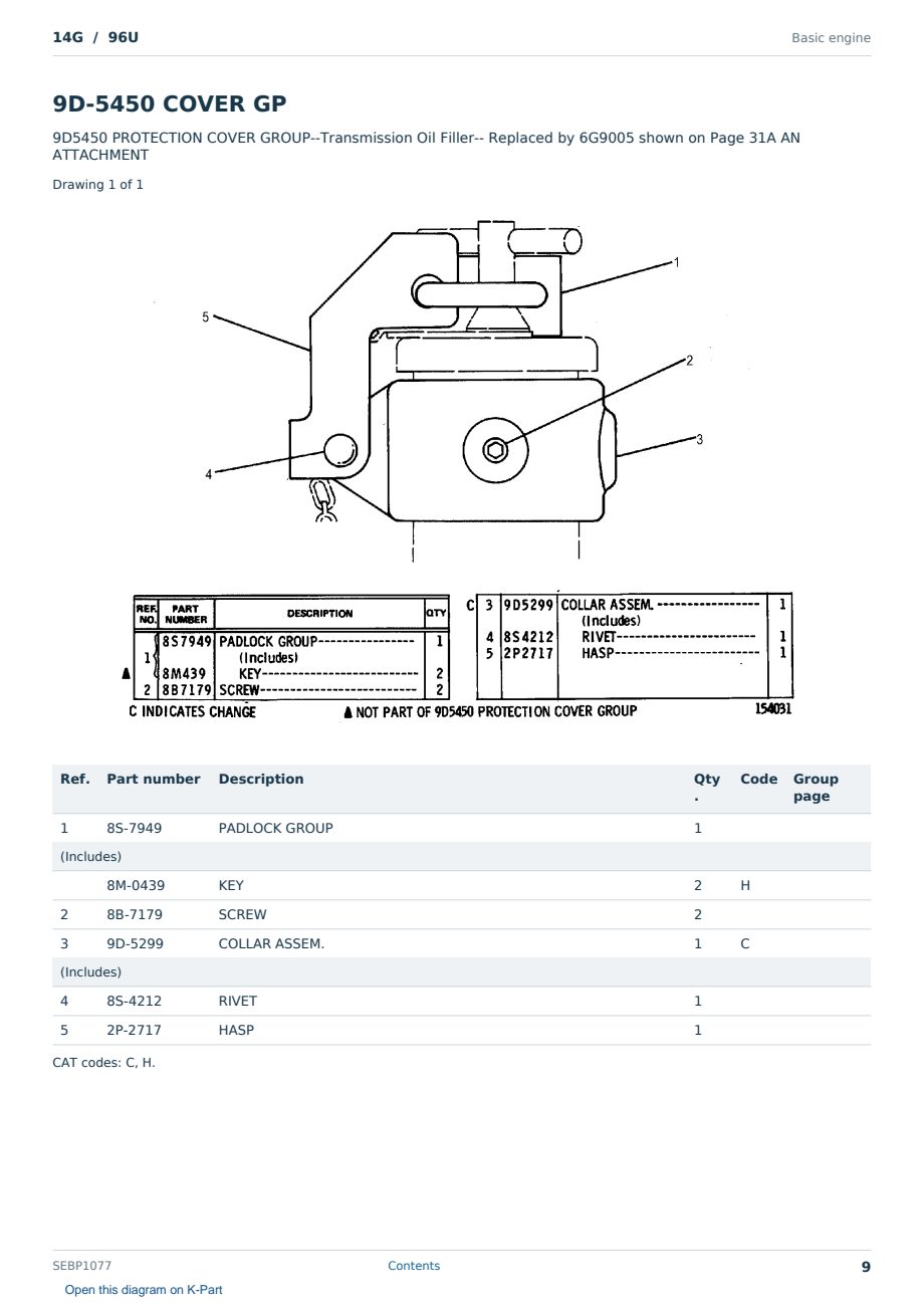 Caterpillar 14G S/N 96U Partsbook SEBP1077 (English) - sample page 9 of 10 Caterpillar 14G S/N 96U Partsbook SEBP1077 (English) - sample page 9 of 10