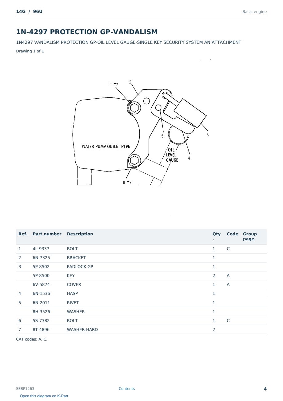 Caterpillar 14G S/N 96U Partsbook SEBP1263 (English) - sample page 4 of 10 Caterpillar 14G S/N 96U Partsbook SEBP1263 (English) - sample page 4 of 10