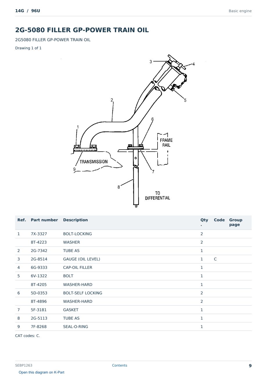 Caterpillar 14G S/N 96U Partsbook SEBP1263 (English) - sample page 9 of 10 Caterpillar 14G S/N 96U Partsbook SEBP1263 (English) - sample page 9 of 10