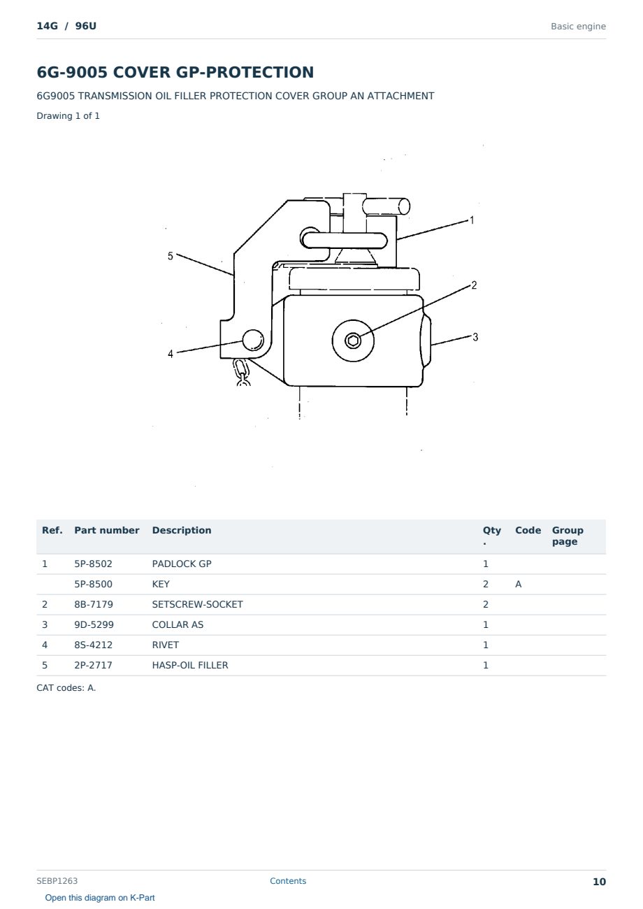 Caterpillar 14G S/N 96U Partsbook SEBP1263 (English) - sample page 10 of 10 Caterpillar 14G S/N 96U Partsbook SEBP1263 (English) - sample page 10 of 10