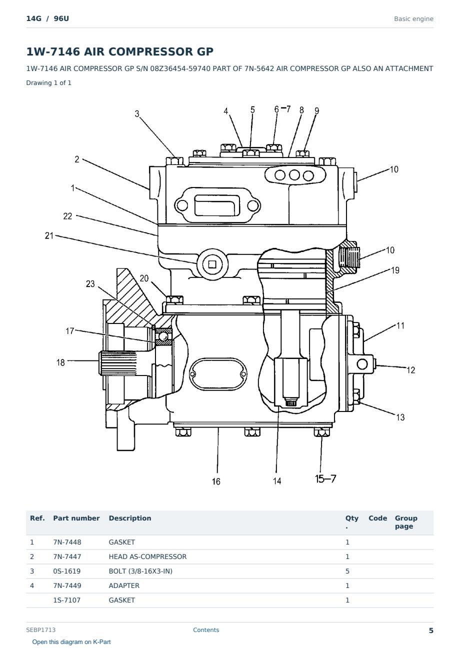 Caterpillar 14G S/N 96U Partsbook SEBP1713 (English) - sample page 5 of 10 Caterpillar 14G S/N 96U Partsbook SEBP1713 (English) - sample page 5 of 10
