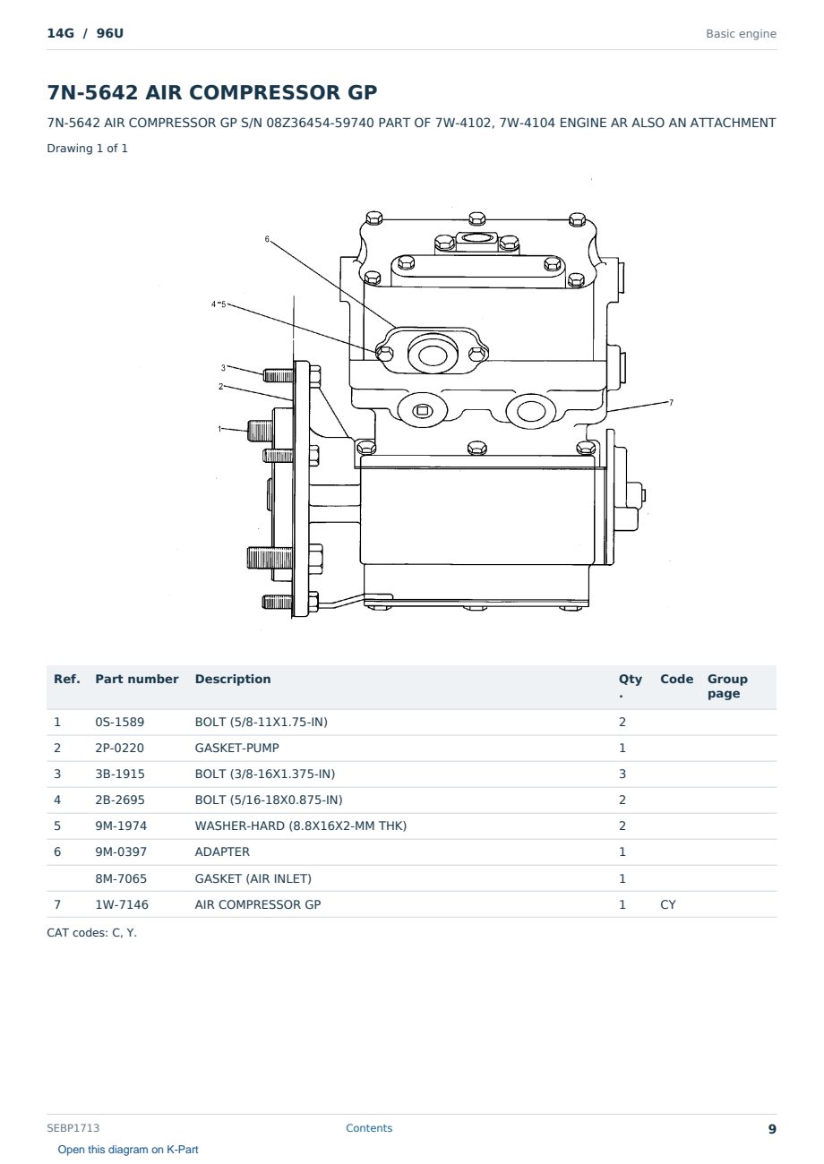 Caterpillar 14G S/N 96U Partsbook SEBP1713 (English) - sample page 9 of 10 Caterpillar 14G S/N 96U Partsbook SEBP1713 (English) - sample page 9 of 10