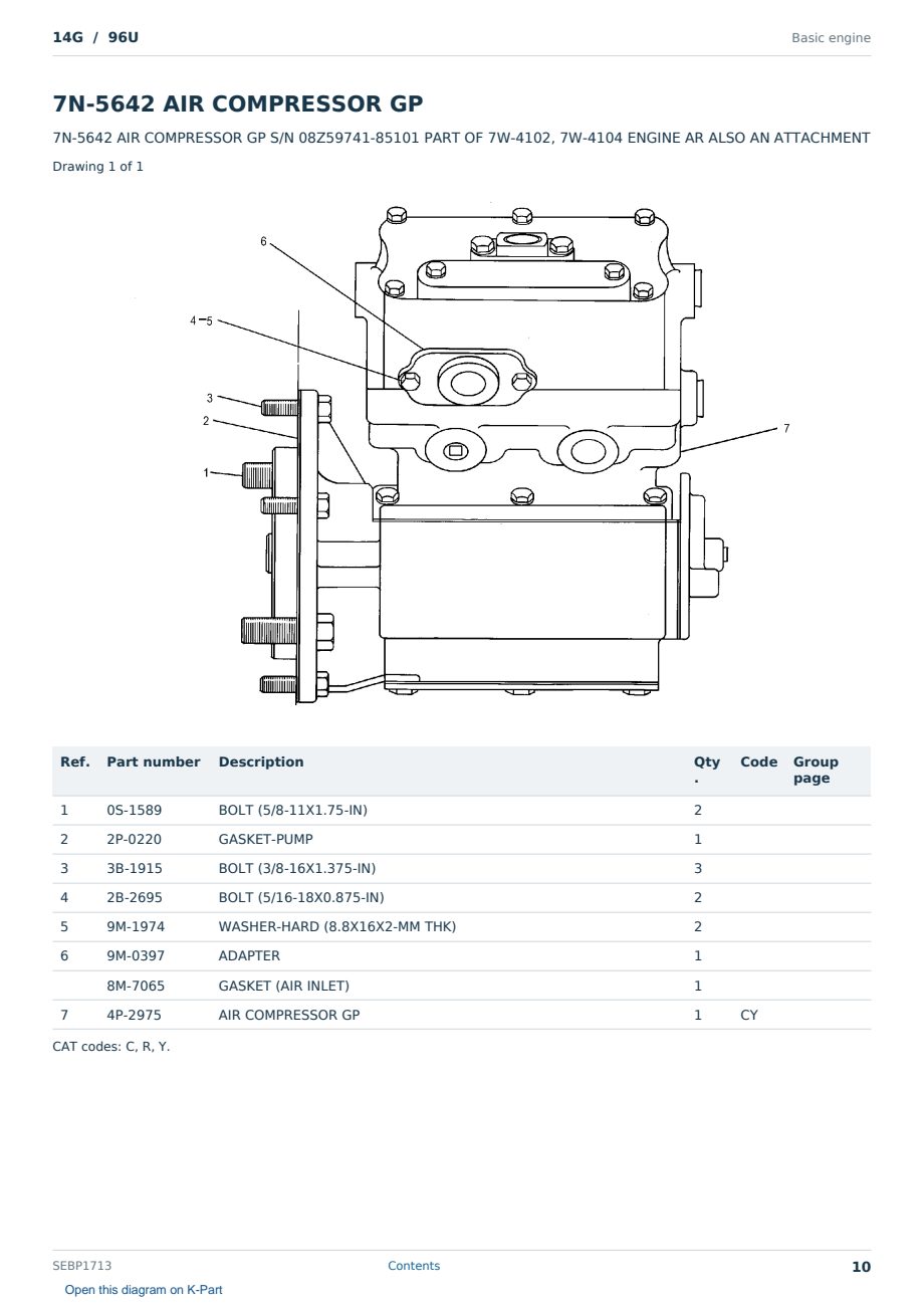 Caterpillar 14G S/N 96U Partsbook SEBP1713 (English) - sample page 10 of 10 Caterpillar 14G S/N 96U Partsbook SEBP1713 (English) - sample page 10 of 10