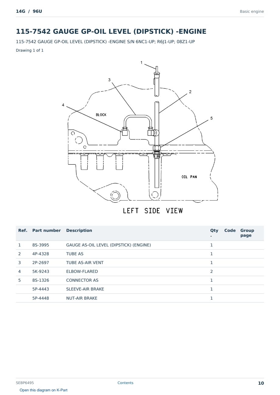 Caterpillar 14G S/N 96U Partsbook SEBP6495 (English) - sample page 10 of 10 Caterpillar 14G S/N 96U Partsbook SEBP6495 (English) - sample page 10 of 10