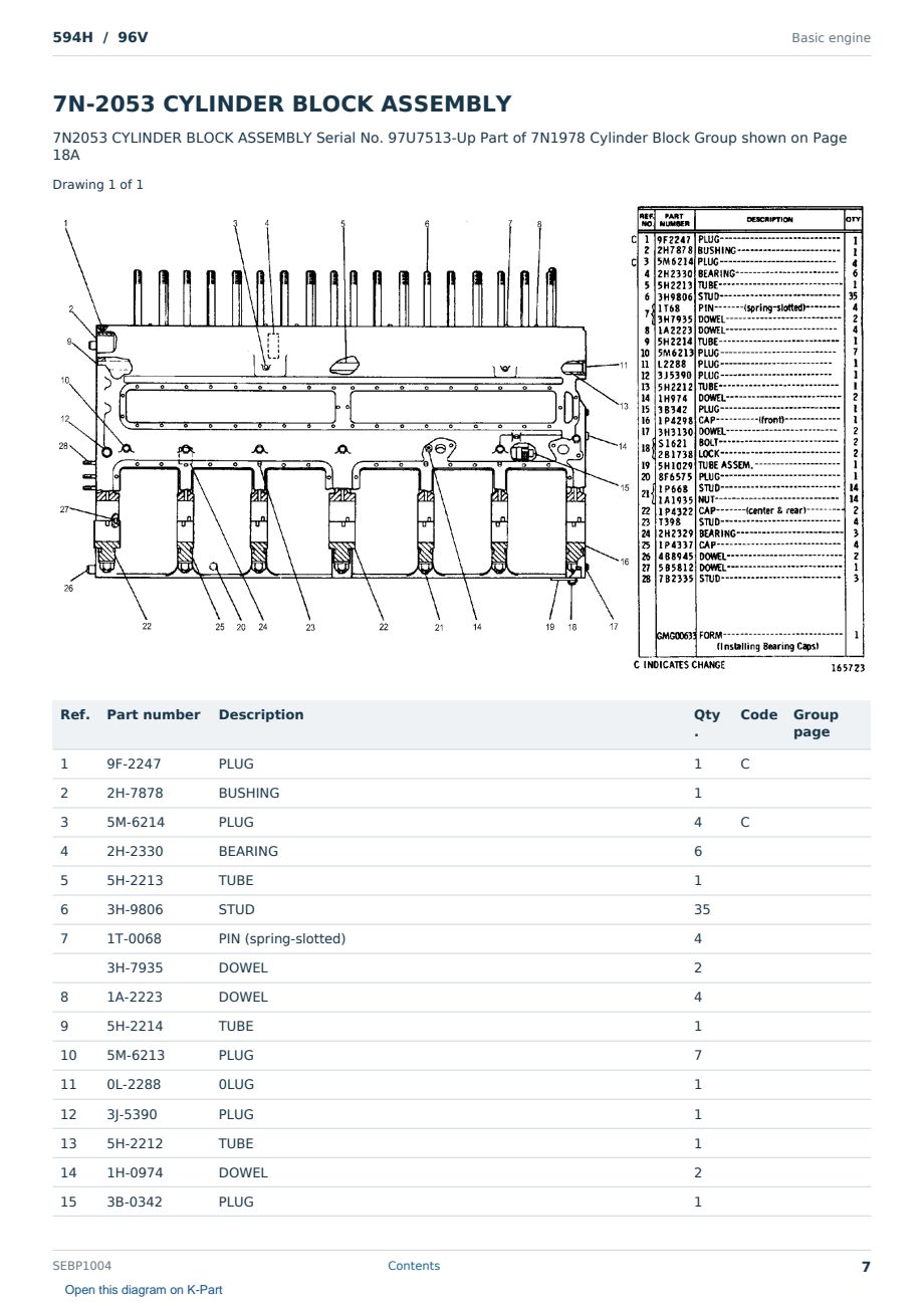 Caterpillar 594H S/N 96V Partsbook SEBP1004 (English) - sample page 7 of 10 Caterpillar 594H S/N 96V Partsbook SEBP1004 (English) - sample page 7 of 10