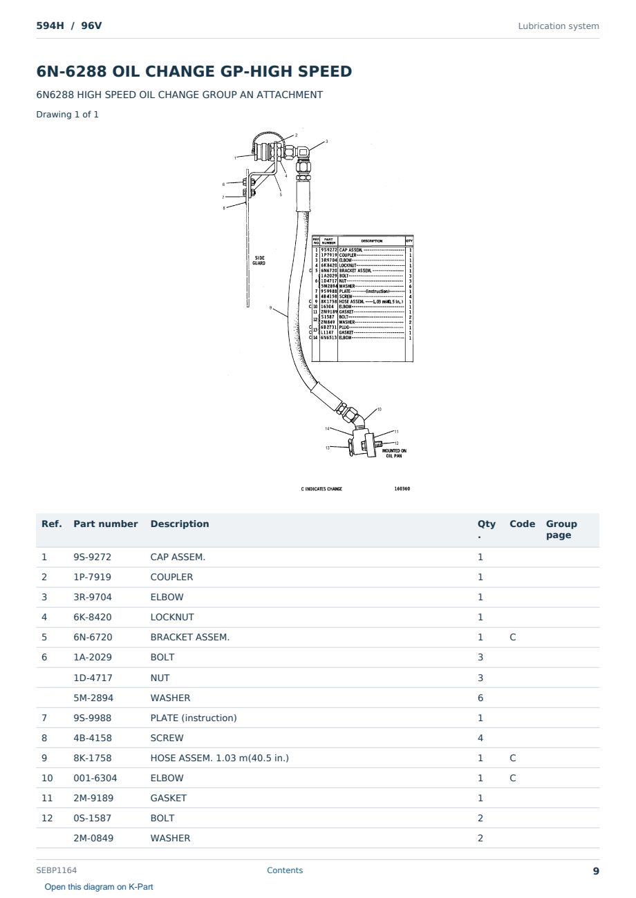 Caterpillar 594H S/N 96V Partsbook SEBP1164 (English) - sample page 9 of 10 Caterpillar 594H S/N 96V Partsbook SEBP1164 (English) - sample page 9 of 10