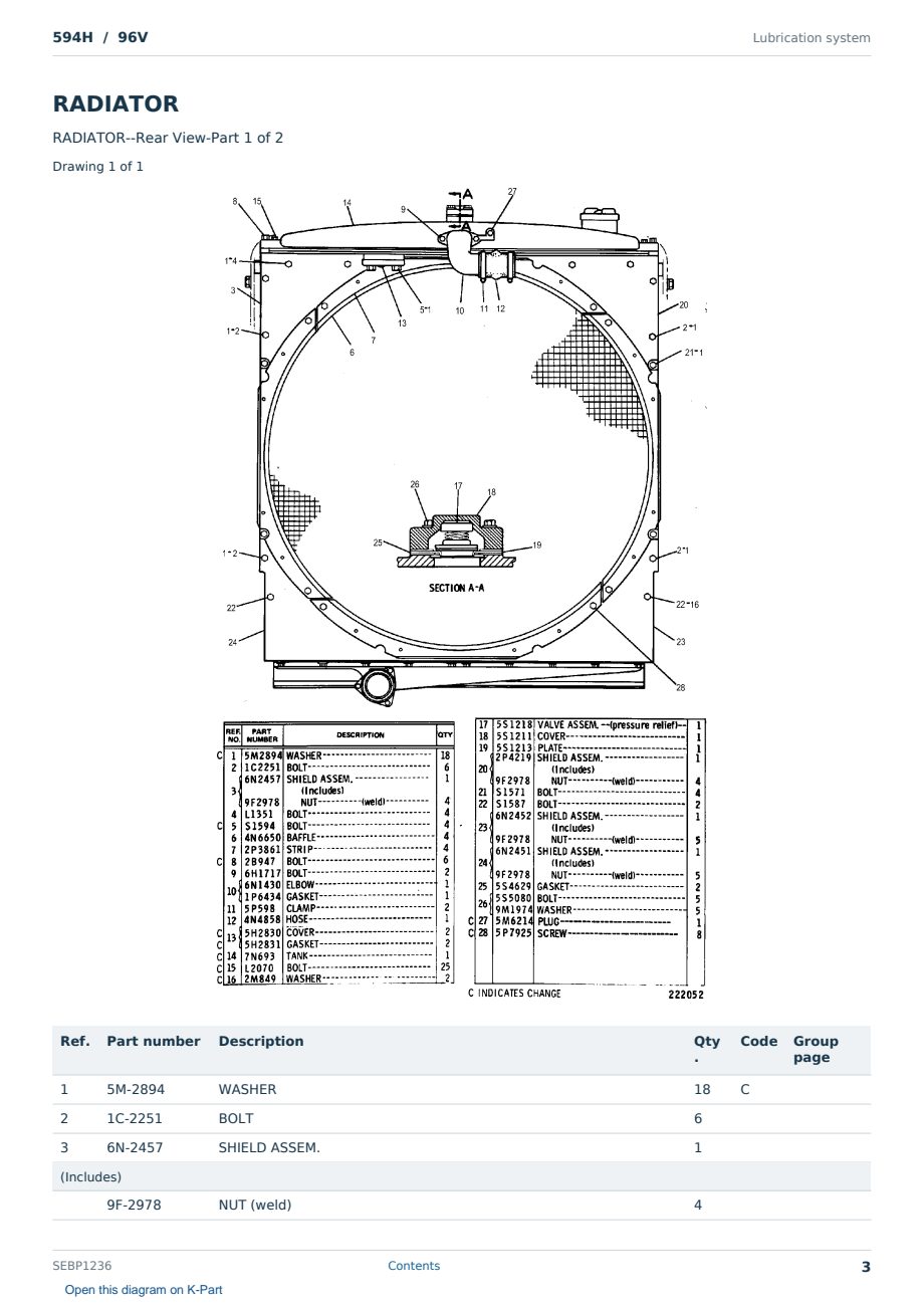 Caterpillar 594H S/N 96V Partsbook SEBP1236 (English) - sample page 3 of 10 Caterpillar 594H S/N 96V Partsbook SEBP1236 (English) - sample page 3 of 10