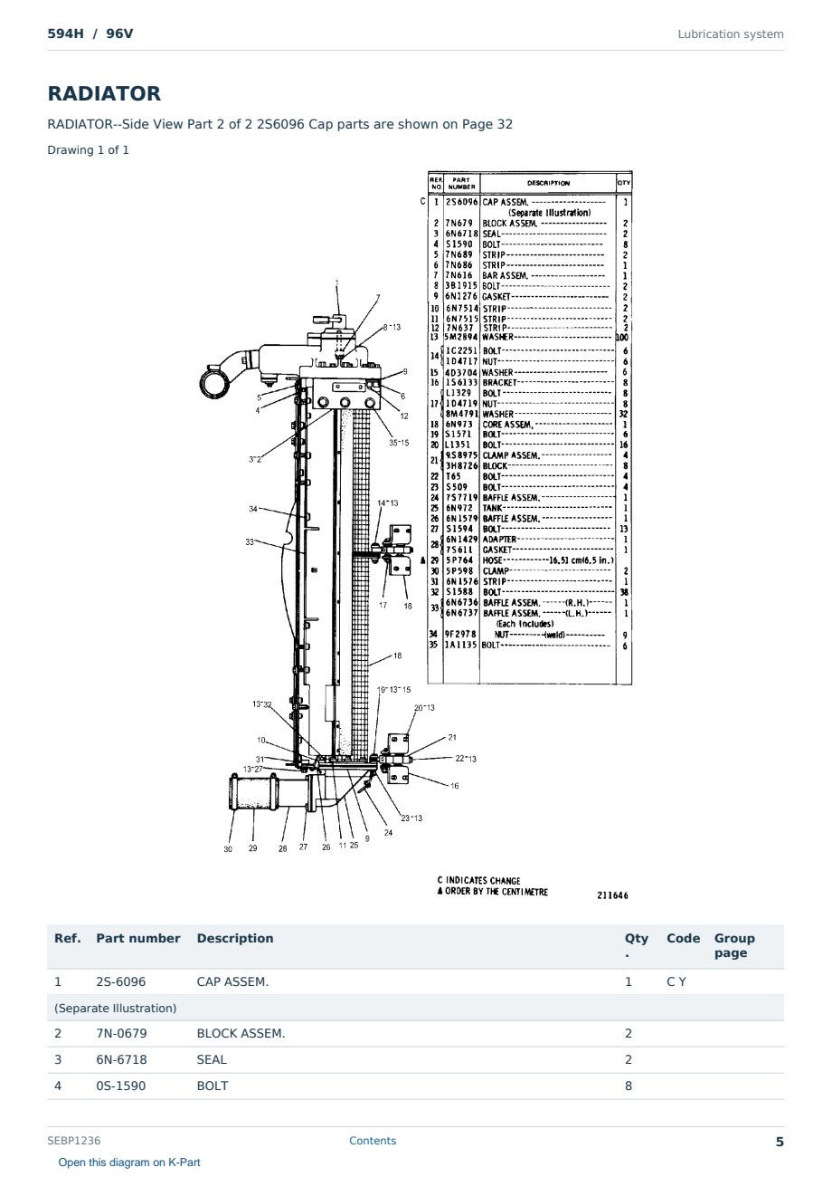 Caterpillar 594H S/N 96V Partsbook SEBP1236 (English) - sample page 5 of 10 Caterpillar 594H S/N 96V Partsbook SEBP1236 (English) - sample page 5 of 10