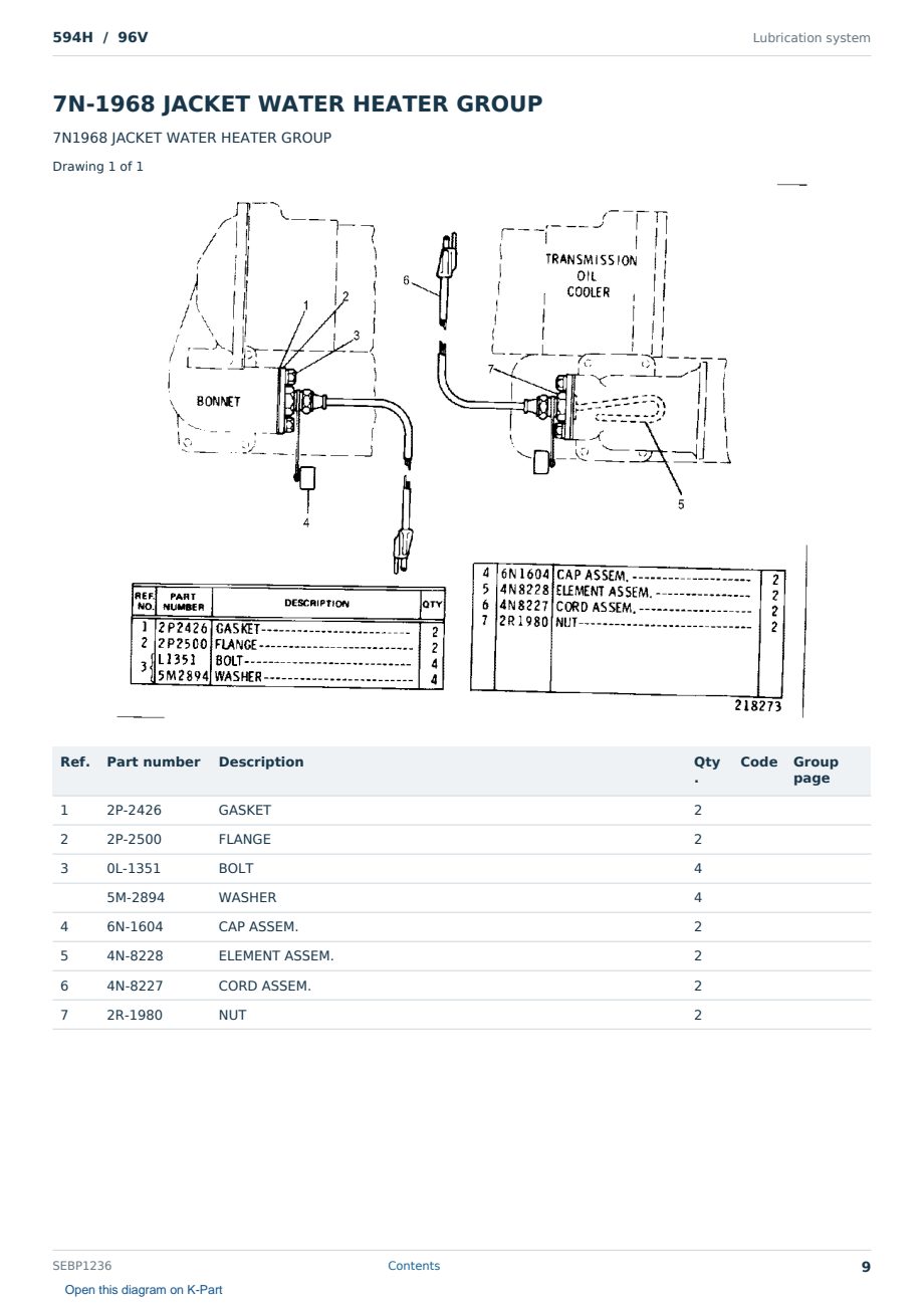 Caterpillar 594H S/N 96V Partsbook SEBP1236 (English) - sample page 9 of 10 Caterpillar 594H S/N 96V Partsbook SEBP1236 (English) - sample page 9 of 10