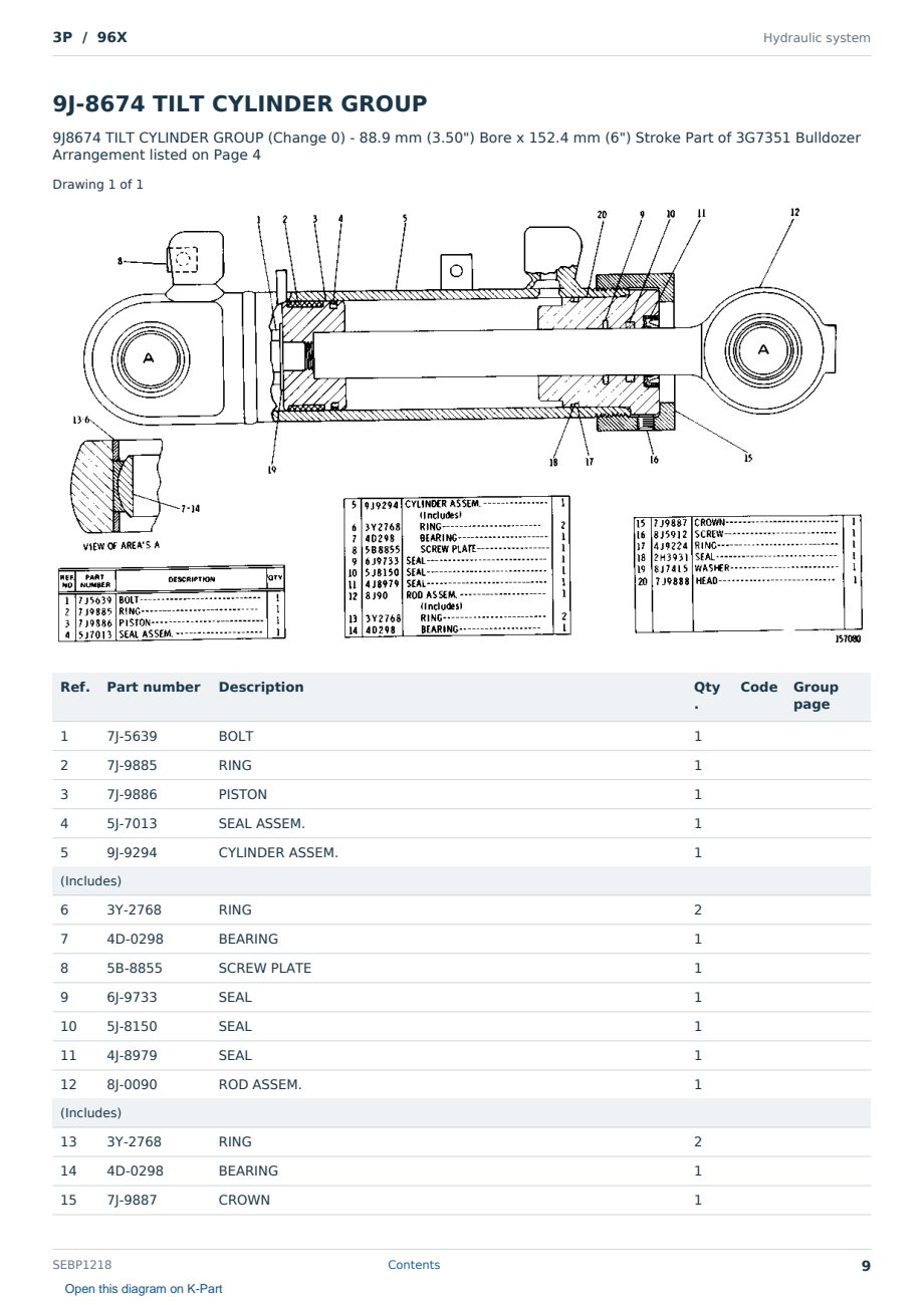 Caterpillar 3P S/N 96X Partsbook SEBP1218 (English) - sample page 9 of 10 Caterpillar 3P S/N 96X Partsbook SEBP1218 (English) - sample page 9 of 10