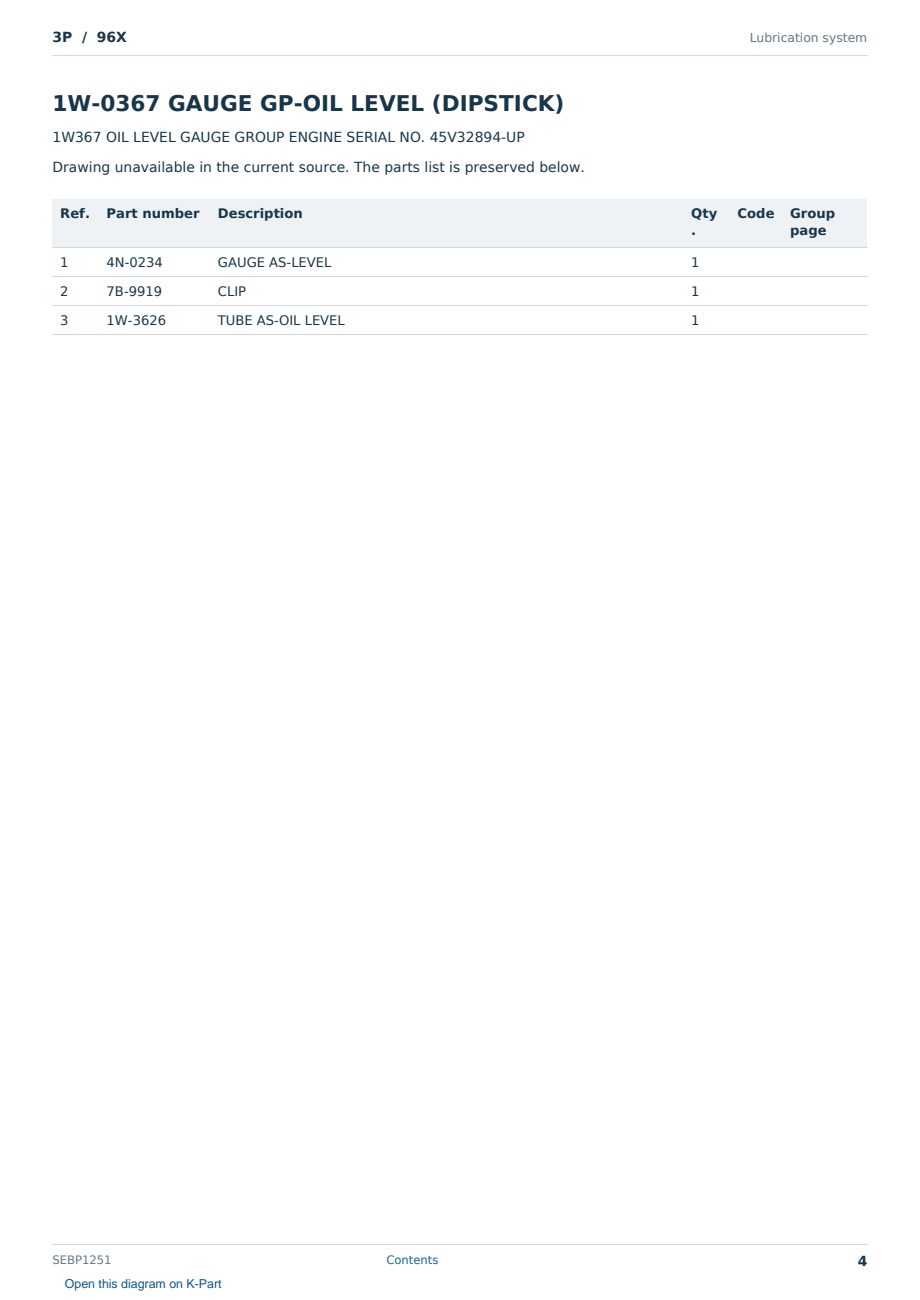 Caterpillar 3P S/N 96X Partsbook SEBP1251 (English) - sample page 4 of 10 Caterpillar 3P S/N 96X Partsbook SEBP1251 (English) - sample page 4 of 10