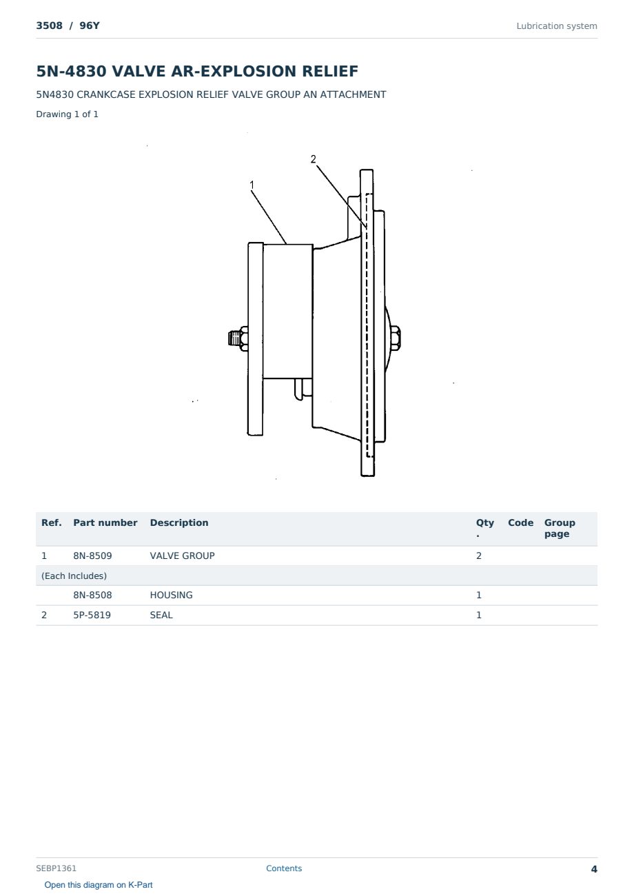 Caterpillar 3508 S/N 96Y Partsbook SEBP1361 (English) - sample page 4 of 10 Caterpillar 3508 S/N 96Y Partsbook SEBP1361 (English) - sample page 4 of 10
