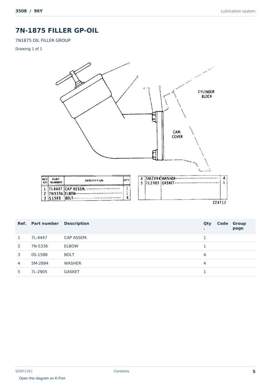 Caterpillar 3508 S/N 96Y Partsbook SEBP1361 (English) - sample page 5 of 10 Caterpillar 3508 S/N 96Y Partsbook SEBP1361 (English) - sample page 5 of 10