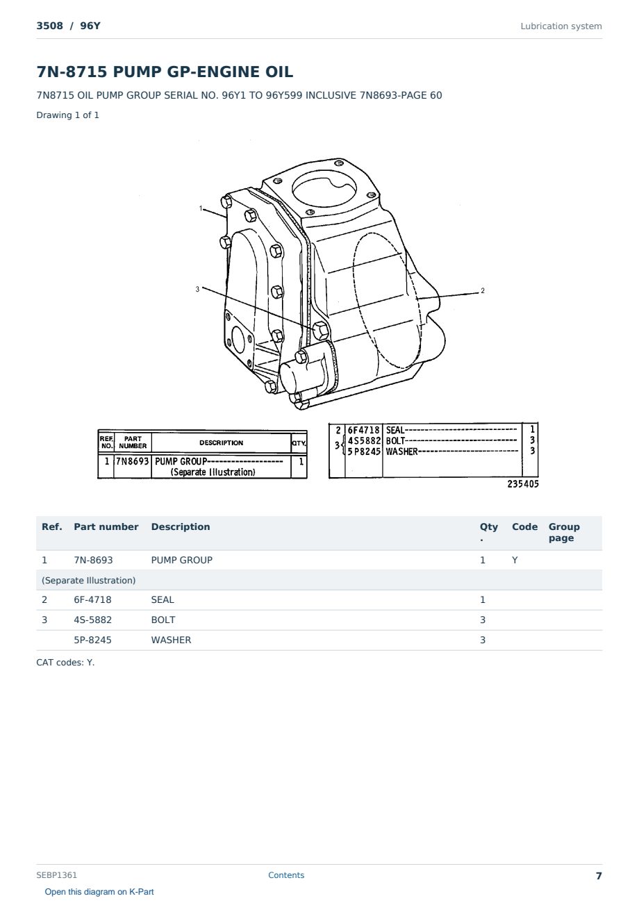 Caterpillar 3508 S/N 96Y Partsbook SEBP1361 (English) - sample page 7 of 10 Caterpillar 3508 S/N 96Y Partsbook SEBP1361 (English) - sample page 7 of 10