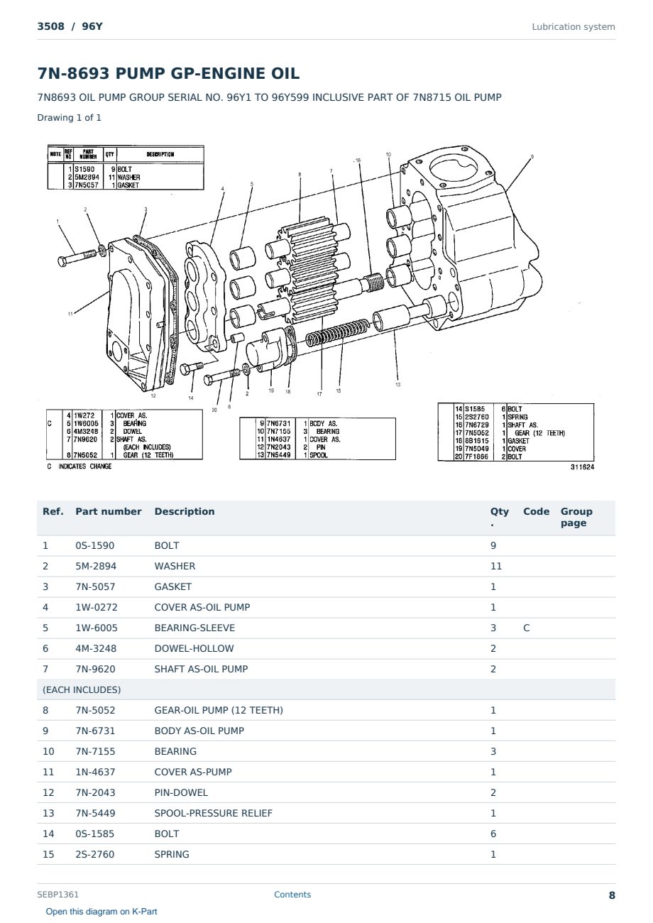 Caterpillar 3508 S/N 96Y Partsbook SEBP1361 (English) - sample page 8 of 10 Caterpillar 3508 S/N 96Y Partsbook SEBP1361 (English) - sample page 8 of 10