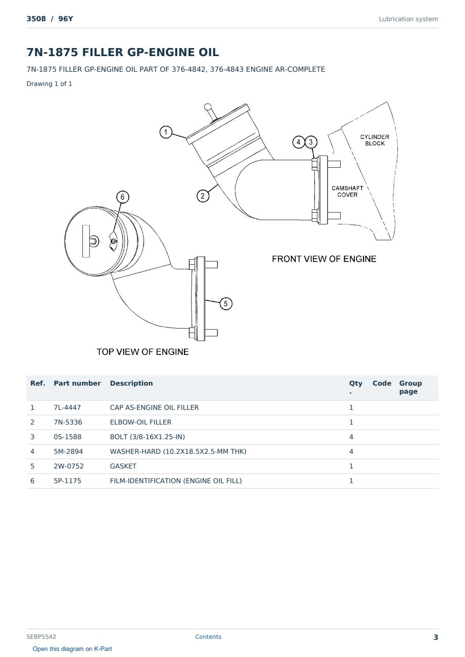 Caterpillar 3508 S/N 96Y Partsbook SEBP5542 (English) - sample page 3 of 10 Caterpillar 3508 S/N 96Y Partsbook SEBP5542 (English) - sample page 3 of 10