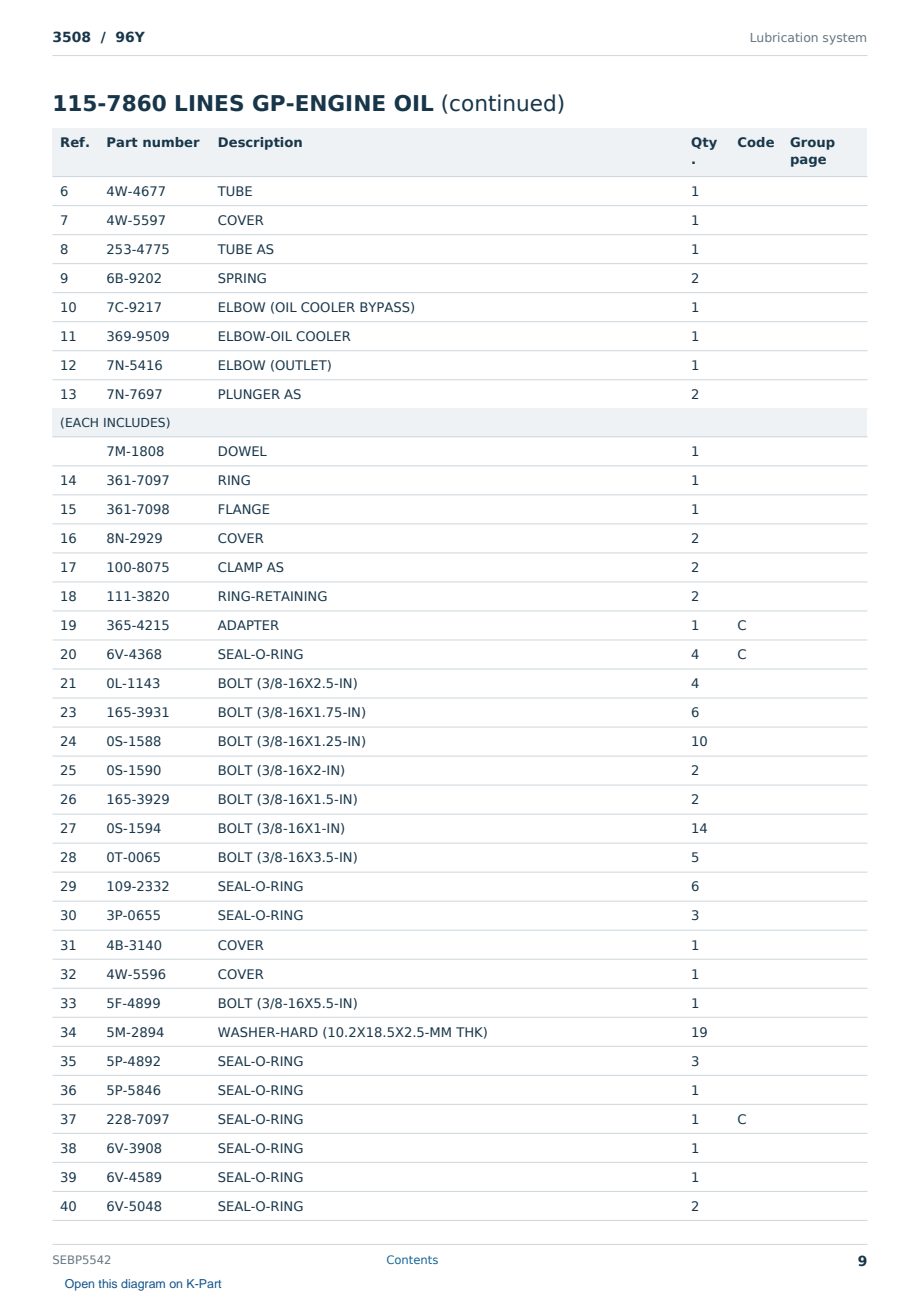 Caterpillar 3508 S/N 96Y Partsbook SEBP5542 (English) - sample page 9 of 10 Caterpillar 3508 S/N 96Y Partsbook SEBP5542 (English) - sample page 9 of 10