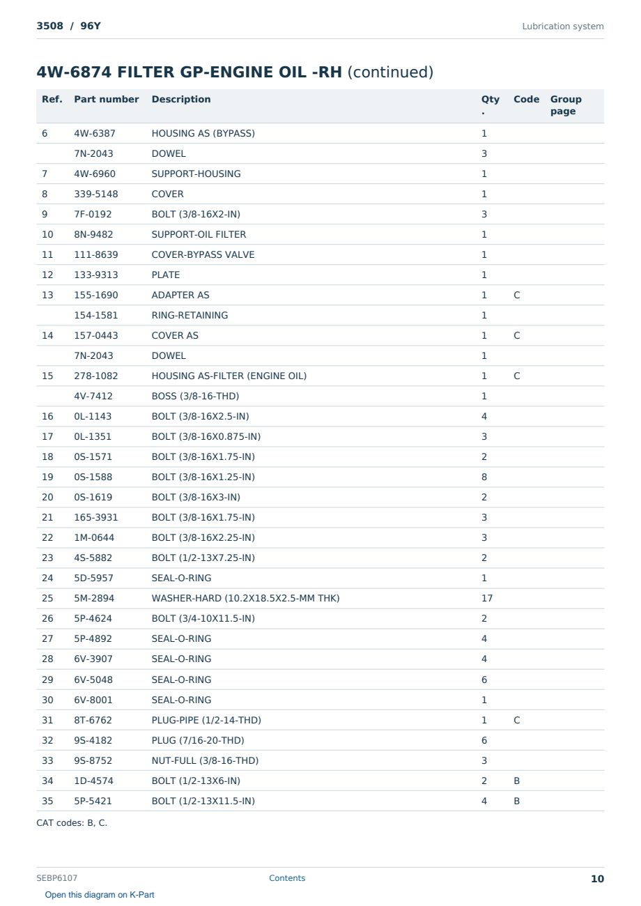 Caterpillar 3508 S/N 96Y Partsbook SEBP6107 (English) - sample page 10 of 10 Caterpillar 3508 S/N 96Y Partsbook SEBP6107 (English) - sample page 10 of 10