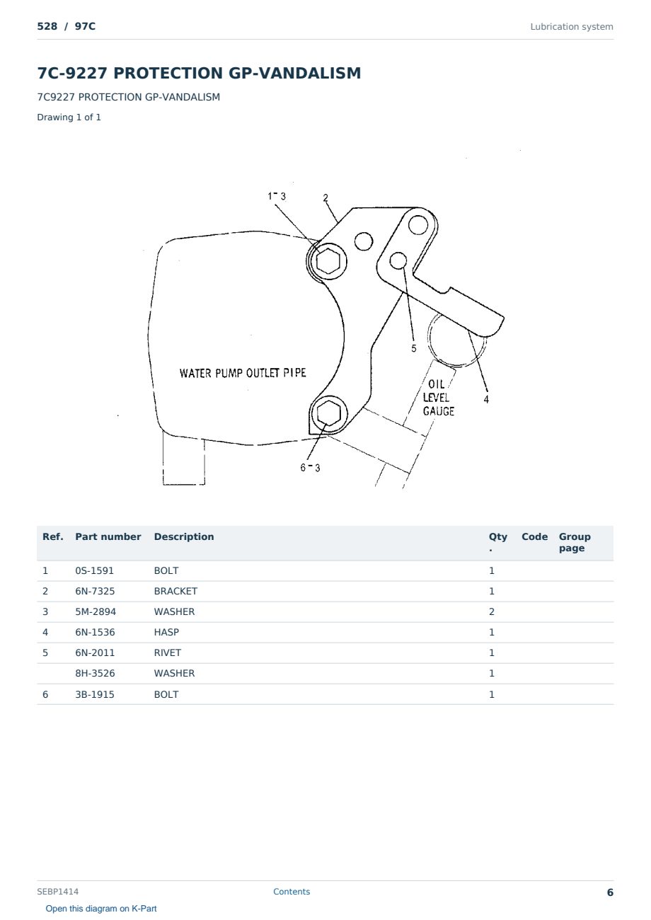 Caterpillar 528 S/N 97C Partsbook SEBP1414 (English) - sample page 6 of 10 Caterpillar 528 S/N 97C Partsbook SEBP1414 (English) - sample page 6 of 10