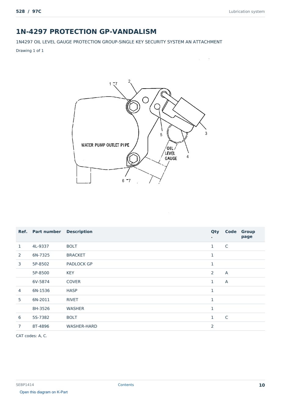 Caterpillar 528 S/N 97C Partsbook SEBP1414 (English) - sample page 10 of 10 Caterpillar 528 S/N 97C Partsbook SEBP1414 (English) - sample page 10 of 10