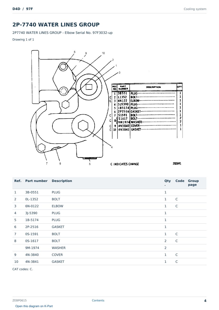 Caterpillar D4D S/N 97F Partsbook ZEBP0615 (English) - sample page 4 of 10 Caterpillar D4D S/N 97F Partsbook ZEBP0615 (English) - sample page 4 of 10