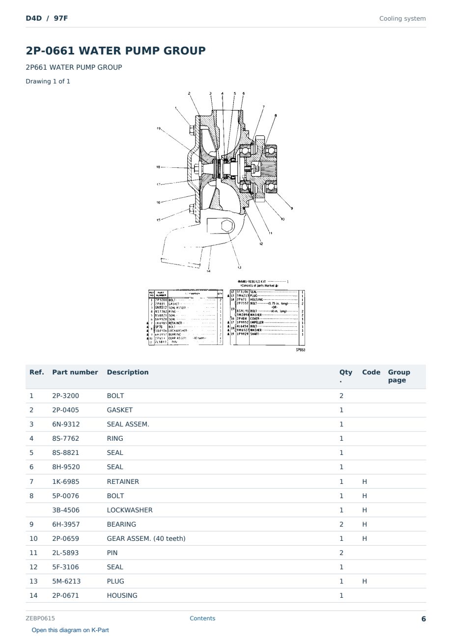 Caterpillar D4D S/N 97F Partsbook ZEBP0615 (English) - sample page 6 of 10 Caterpillar D4D S/N 97F Partsbook ZEBP0615 (English) - sample page 6 of 10