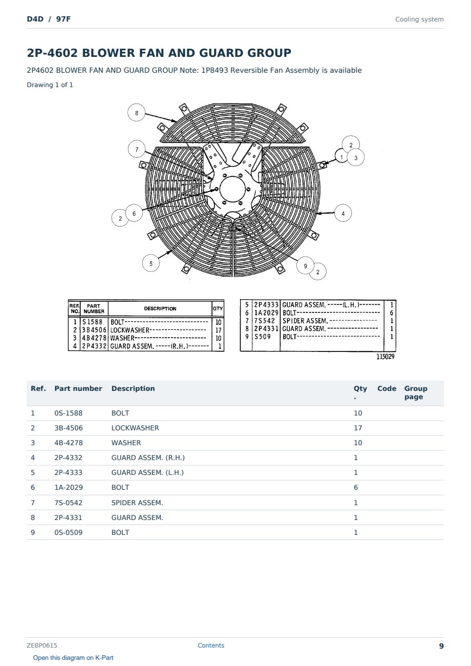 Caterpillar D4D S/N 97F Partsbook ZEBP0615 (English) - sample page 9 of 10 Caterpillar D4D S/N 97F Partsbook ZEBP0615 (English) - sample page 9 of 10
