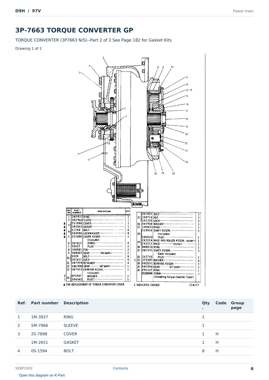 Caterpillar D9H S/N 97V Partsbook SEBP1002 (English) - sample page 6 of 10 Caterpillar D9H S/N 97V Partsbook SEBP1002 (English) - sample page 6 of 10