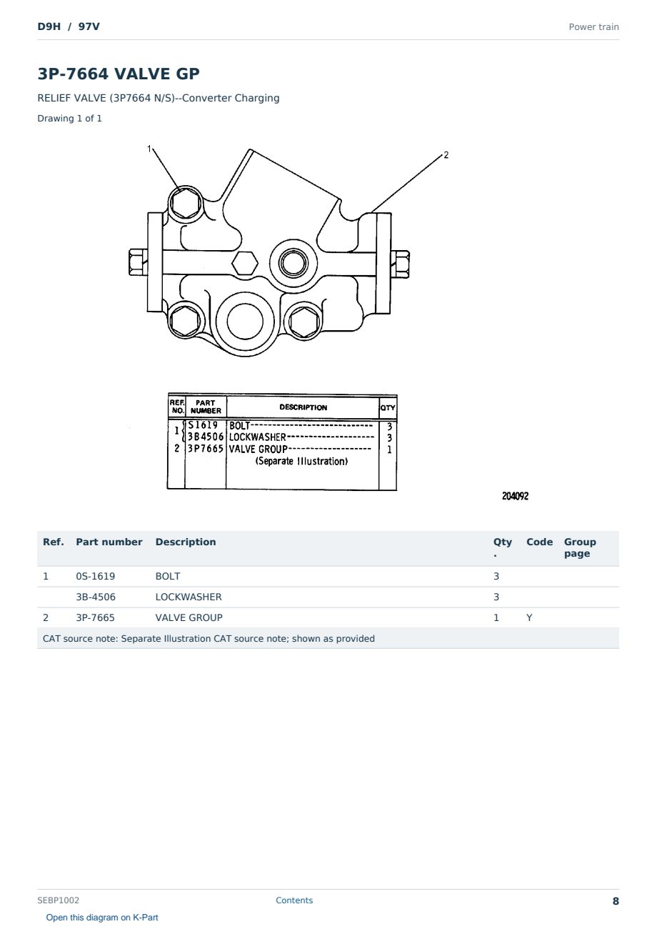 Caterpillar D9H S/N 97V Partsbook SEBP1002 (English) - sample page 8 of 10 Caterpillar D9H S/N 97V Partsbook SEBP1002 (English) - sample page 8 of 10