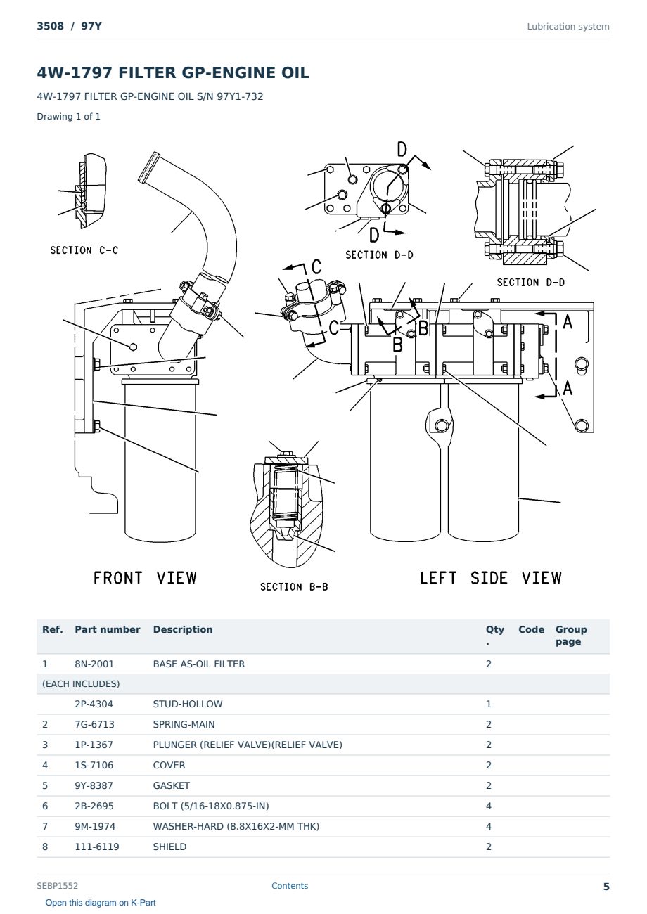 Caterpillar 3508 S/N 97Y Partsbook SEBP1552 (English) - sample page 5 of 10 Caterpillar 3508 S/N 97Y Partsbook SEBP1552 (English) - sample page 5 of 10
