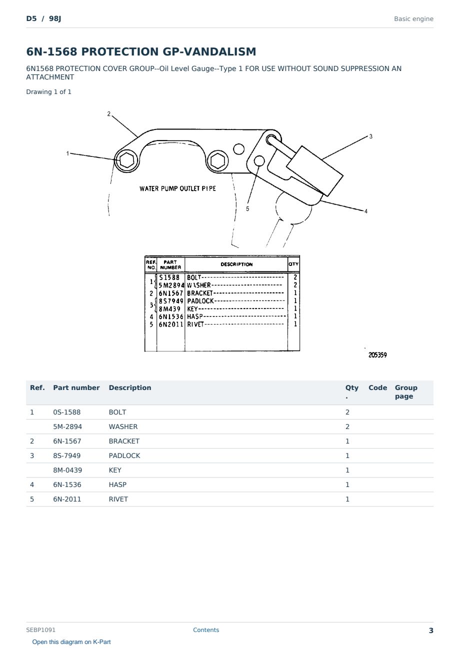 Caterpillar D5 S/N 98J Partsbook SEBP1091 (English) - sample page 3 of 10 Caterpillar D5 S/N 98J Partsbook SEBP1091 (English) - sample page 3 of 10