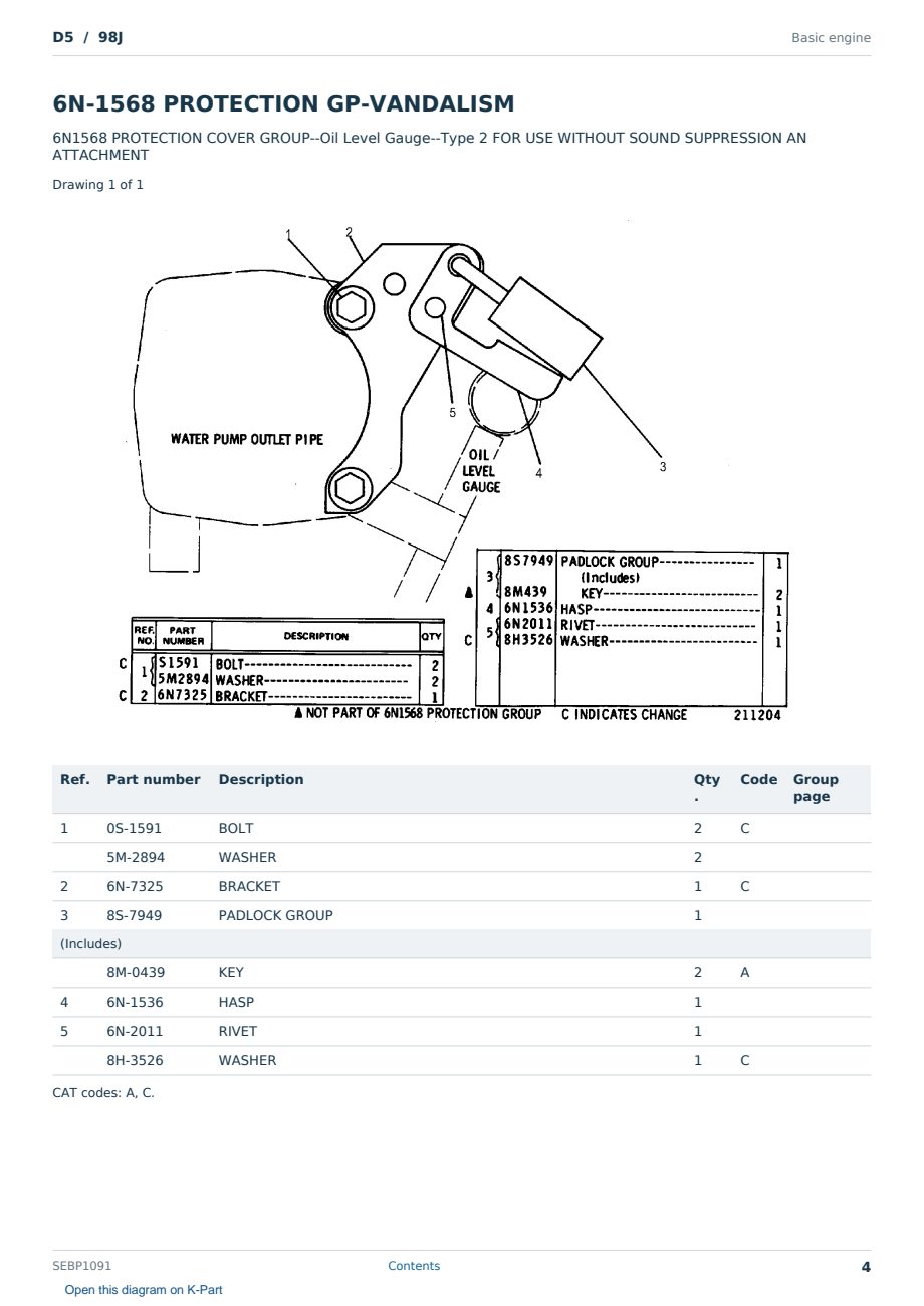 Caterpillar D5 S/N 98J Partsbook SEBP1091 (English) - sample page 4 of 10 Caterpillar D5 S/N 98J Partsbook SEBP1091 (English) - sample page 4 of 10