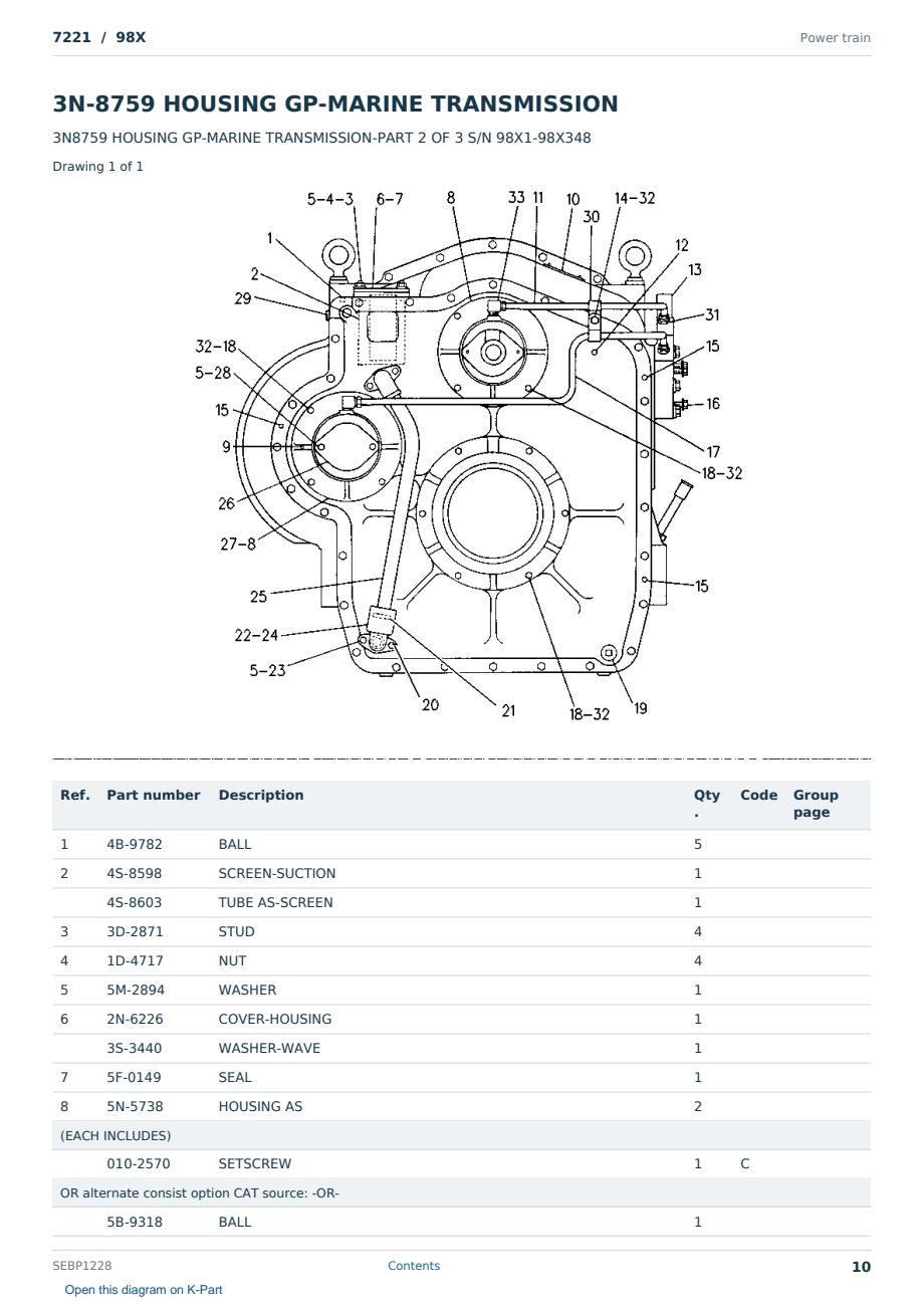 Caterpillar 7221 S/N 98X Partsbook SEBP1228 (English) - sample page 10 of 10 Caterpillar 7221 S/N 98X Partsbook SEBP1228 (English) - sample page 10 of 10