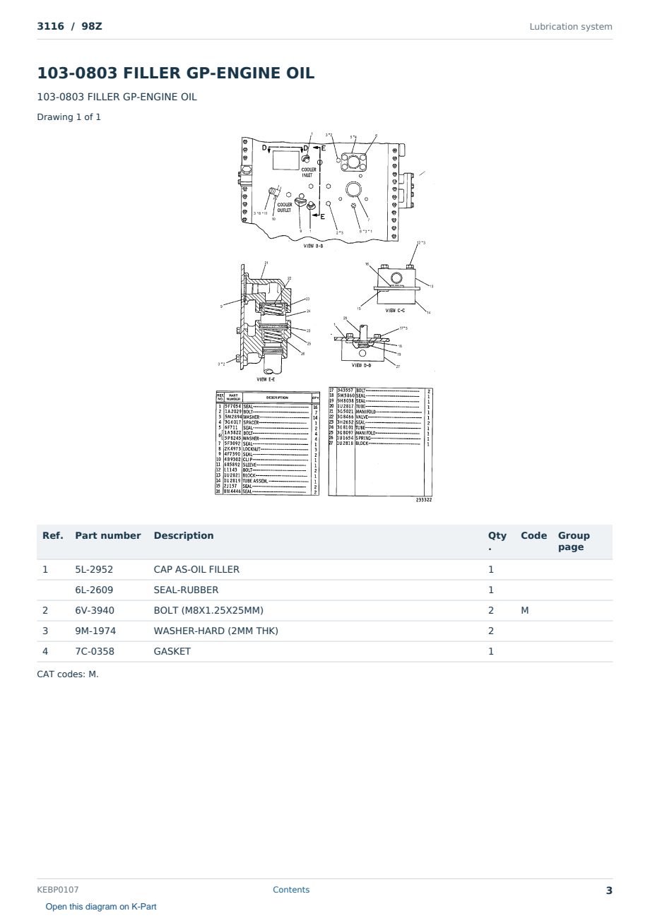 Caterpillar 3116 S/N 98Z Partsbook KEBP0107 (English) - sample page 3 of 10 Caterpillar 3116 S/N 98Z Partsbook KEBP0107 (English) - sample page 3 of 10