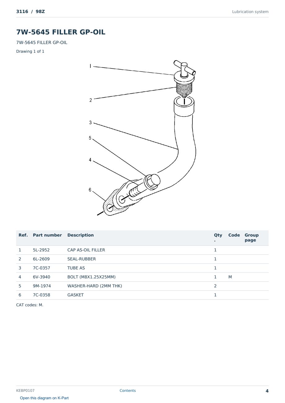 Caterpillar 3116 S/N 98Z Partsbook KEBP0107 (English) - sample page 4 of 10 Caterpillar 3116 S/N 98Z Partsbook KEBP0107 (English) - sample page 4 of 10